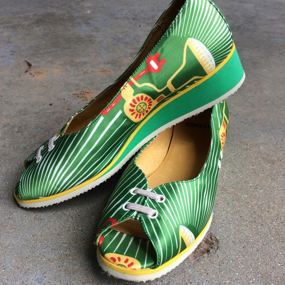 Camper Peep-Toe Wedge NWOT